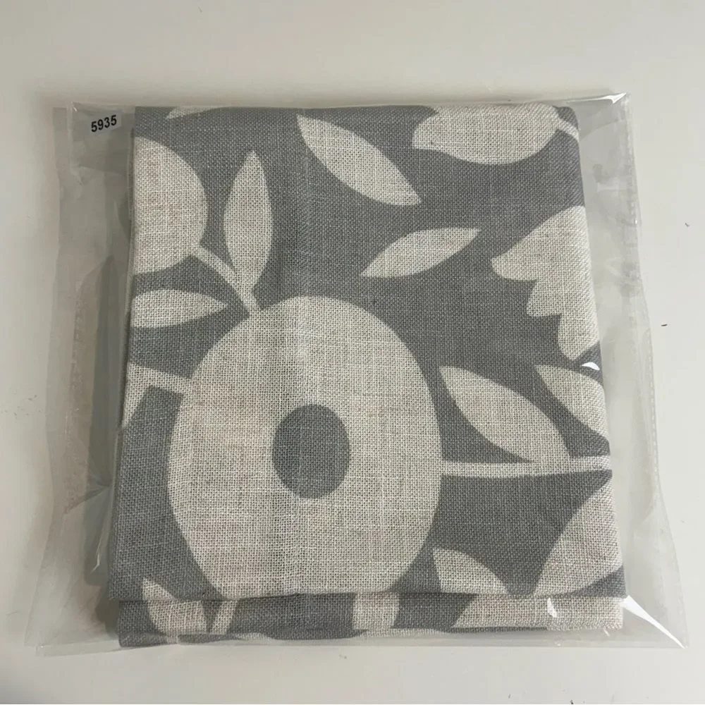 Grey White Modern Floral Linen Look Valance Curtain 60x17”